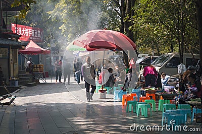 Chinese country market,Guizhou province Editorial Stock Photo