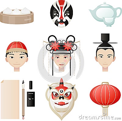 Chinese Culture Icon Cultural Elements Cartoon Illustration