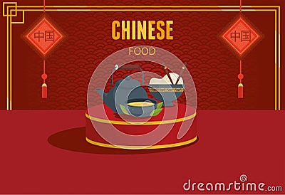 chinese culture tea utensils Vector Illustration