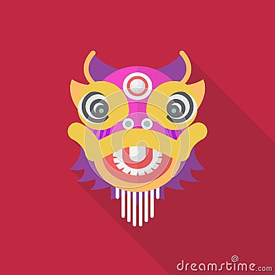 Chinese dancing lion in flat style Vector Illustration