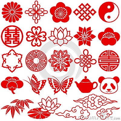 Chinese decorative icons Vector Illustration