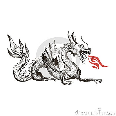 Chinese Dragon as China Symbol and Attribute Vector Illustration Vector Illustration