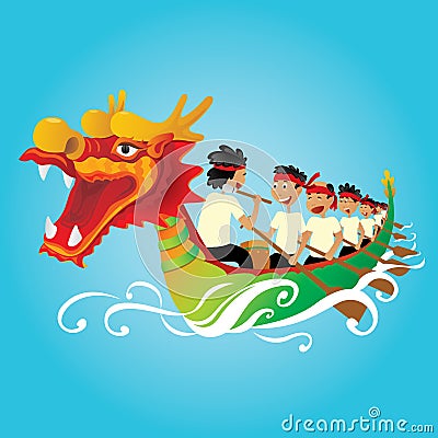 Chinese Dragon Boat competition illustration Vector Illustration