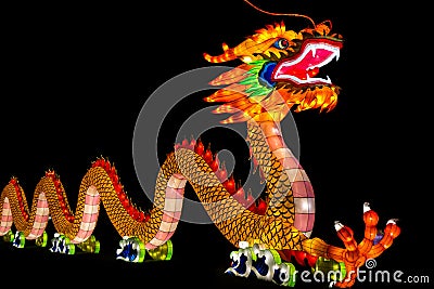 Illuminated Chinese Dragon lantern Stock Photo