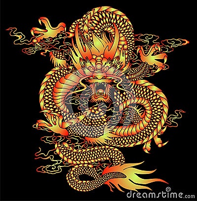 Chinese Dragon Pattern Vector Illustration