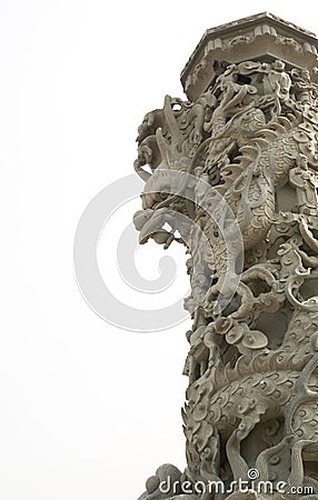Chinese dragon pillar isolated Stock Photo