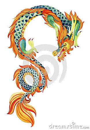 Chinese Dragon. Cartoon Illustration