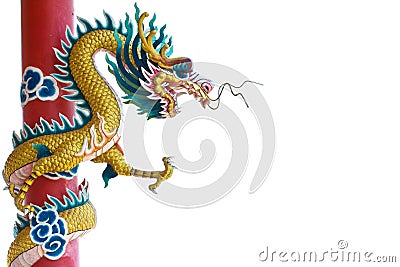 Chinese dragon on white backgrounds. Stock Photo