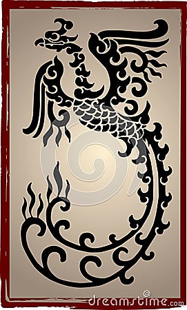 Chinese Dragons Silhouette - Tattoo Vector Illustration