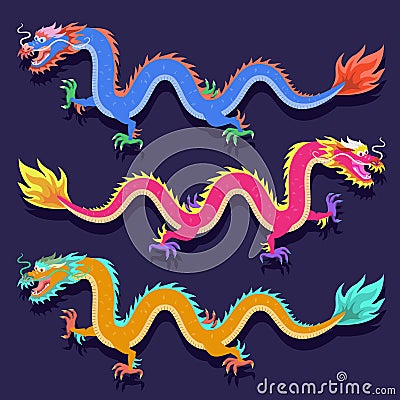 Chinese Dragons Vector Illustration