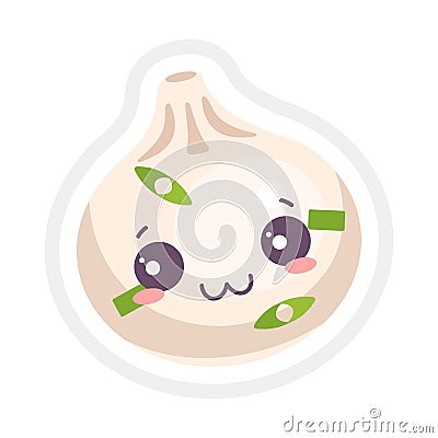 Chinese dumpling cute kawaii vector character Vector Illustration