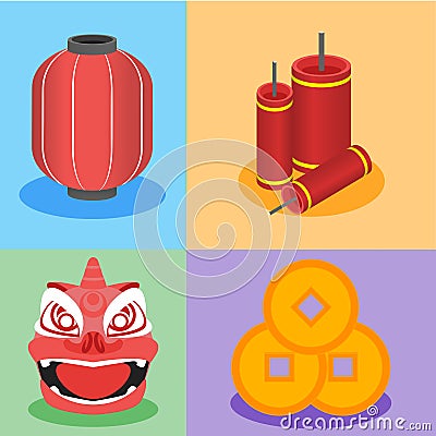 Chinese element graphic in flat design style. Stock Photo