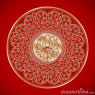 Chinese element of lotus. Vector Illustration