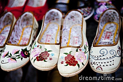 Chinese embroidery shoe Stock Photo