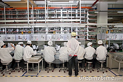 Chinese factory producing Laptop Computers Editorial Stock Photo