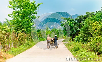 Chinese Farmer by Yangshuo in China Editorial Stock Photo