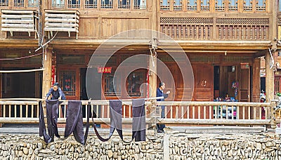 Chinese farmers at Village Editorial Stock Photo