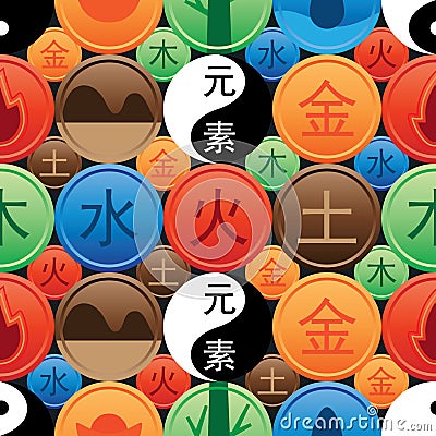 Chinese five elements Chinese seamless pattern Vector Illustration