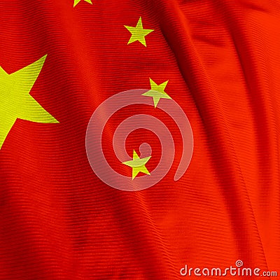 Chinese Flag Closeup Stock Photo