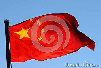 Chinese Flag in a Sunlight Stock Photo