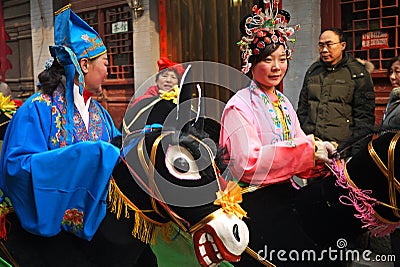 Chinese folk dance actress Editorial Stock Photo