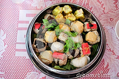 Chinese food appetizer mixed dim sum Stock Photo