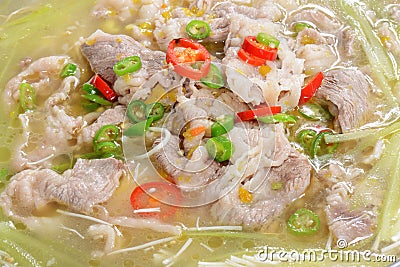 Chinese Food: Boiled beef slices Stock Photo