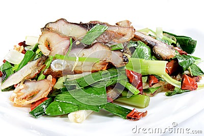 Chinese Food: Fried fish slices Stock Photo