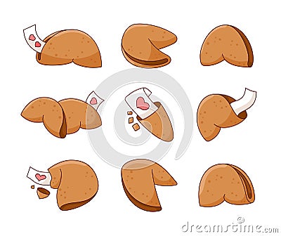 Chinese fortune cookies. Chinese shortbread Vector Illustration