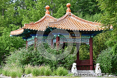 Chinese Friendship Pavilion and Culture Garden at Lasdon Park and Arboretum in Katonah, New York Stock Photo