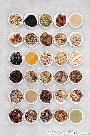 Chinese Fundamental Herbs for Good Health Stock Photo