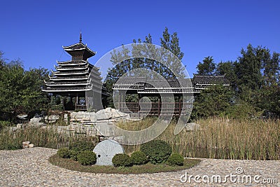 Chinese garden architecture Stock Photo
