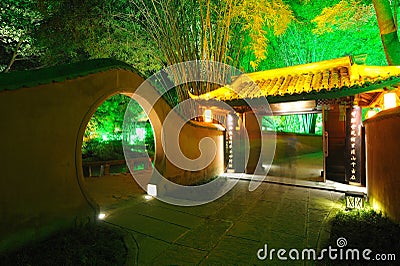 Chinese garden at night Stock Photo