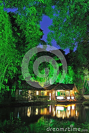 Chinese garden at night Editorial Stock Photo