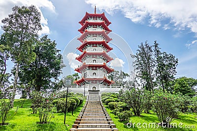 The Chinese Gardens pagoda is one of the most recognizable icons in Singapore. Stock Photo