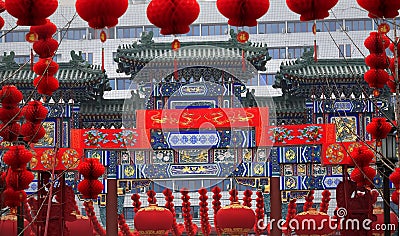 Chinese Gate Chinese Lunar New Year Decorations Stock Photo