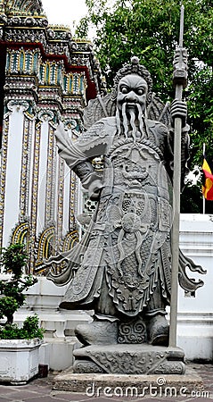 Chinese giant sclupture in Thai temple Stock Photo