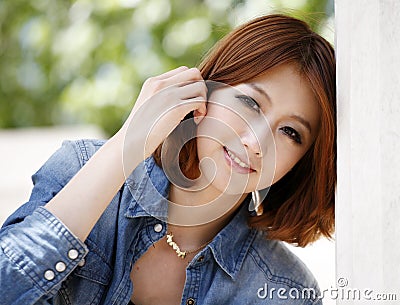 Chinese girl outdoor Stock Photo