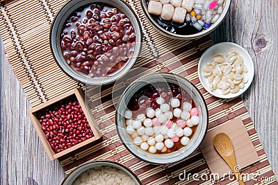 Chinese glutinous rice balls ,Chinese are eaten during Yuanxiao served as a dessert on a Lantern Festival Stock Photo