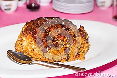Chinese glutinous rice with waxed meat delicacy Stock Photo