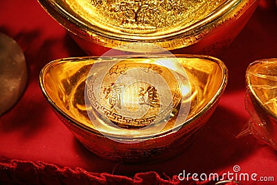 Chinese Gold ingot Stock Photo