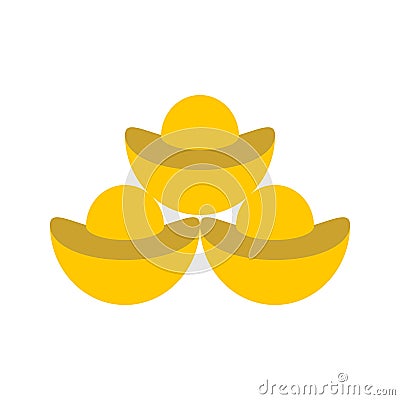 Chinese gold ingot vector, Chinese lunar new year flat icon Vector Illustration
