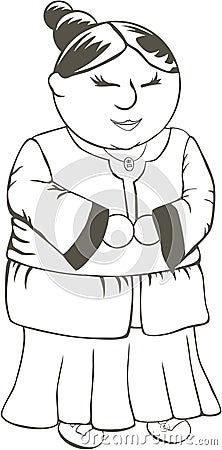 Chinese Grandmother Coloring In Sheet Royalty Free Stock Image - Image