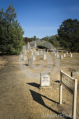 Chinese Graves in Beechworth Cemetery, Victoria, Australia Editorial Stock Photo