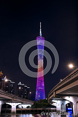 Chinese Guangzhou new TV Tower, a nickname or our waistline. Editorial Stock Photo