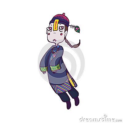 Chinese Hopping Vampire Ghost for Halloween Vector Illustration