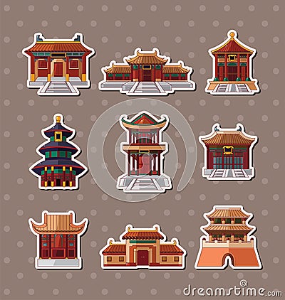 Chinese house stickers Vector Illustration
