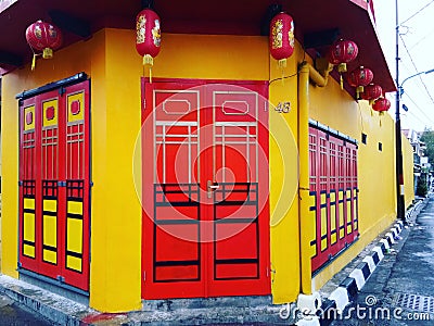 Chinese house with stricking colors Stock Photo