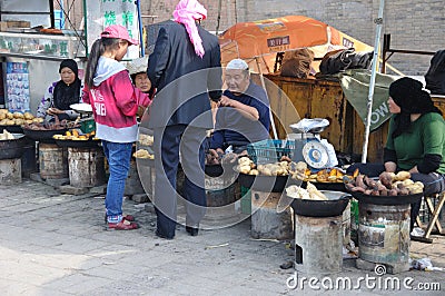 Chinese hui street vendor Editorial Stock Photo