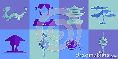 The chinese icons set Vector Illustration